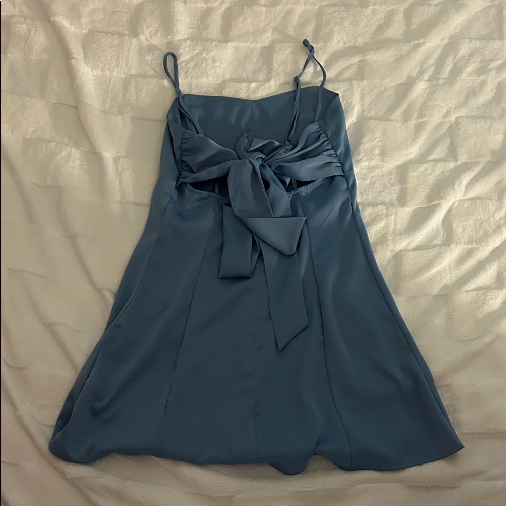 Urban Outfitters Blue Silk Tie-Back Dress